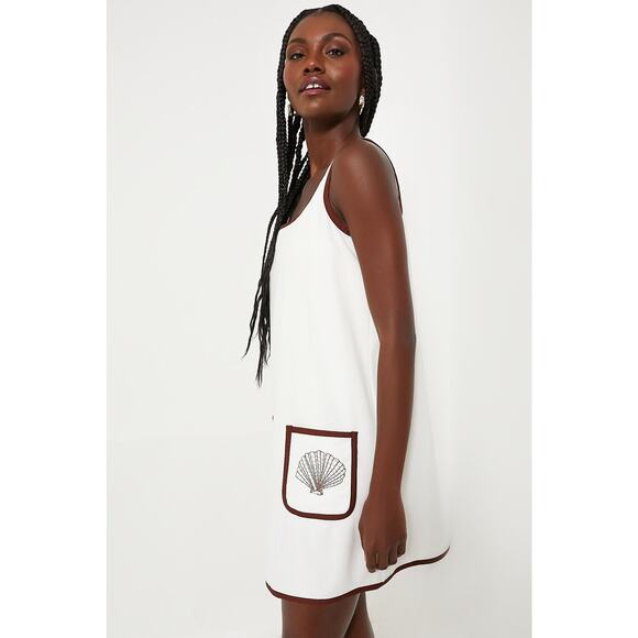 TUCKERNUCK BEACH Blanc Shell Embroidered Mini Terrycloth Dress Coverup XL NWT - Picture 5 of 7